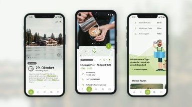 Three views of the Fichtel app