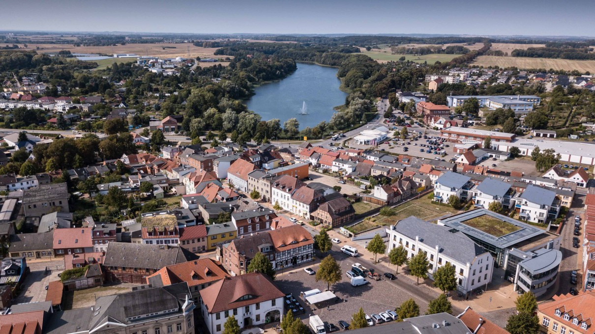 Luftbild der Stadt Grevesmühlen. Foto: Stadt Grevesmühlen