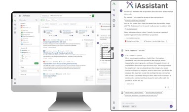 Das Bild zeigt die Oberfläche des iAssistant sowie ein Suchfeld, in das Nutzerinnen und Nutzer ihre Fragen eingeben können.
